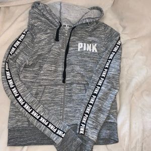 Victoria secrets pink gray and white zip up jacket